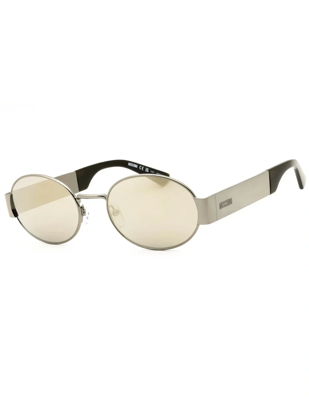 New Moschino MOS185/S 06LBUE Silver Mirrored Oval Sunglasses for Women Authentic